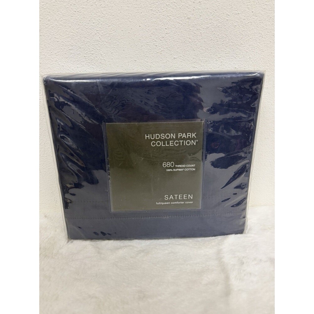 Hudson Park 680 Thread Count Cotton Sateen FULL/QUEEN Duvet Cover Navy